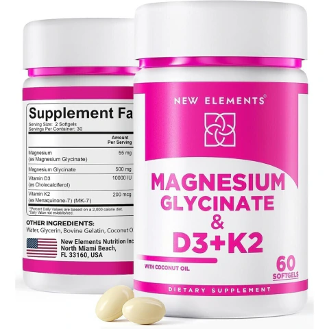 New Elements Magnesio Glicinato D3 K2 60 Cáps