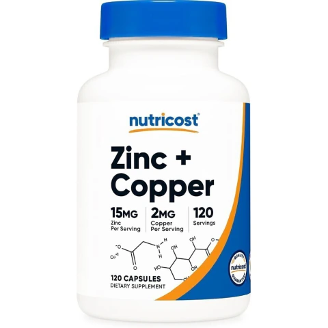 Nutricost Zinc + Cobre Cápsulas 120 Unidades