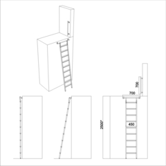 Imagen de Escalera para altillos o entrepisos con escalones de madera y pasamanos
