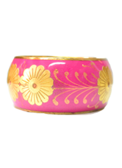 PULSERA ANCHA METALIZADA CON DIBUJO DE FLORES ESMALTADA en internet