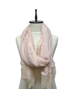 PASHMINA LISA CON BORDE DE ENCAJE
