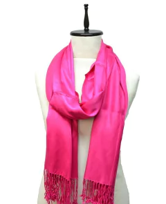 PASHMINA SATINADA LISA CON FLECOS - tienda online