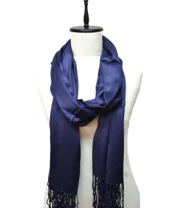 PASHMINA SATINADA LISA CON FLECOS - ANTEPRIMA 