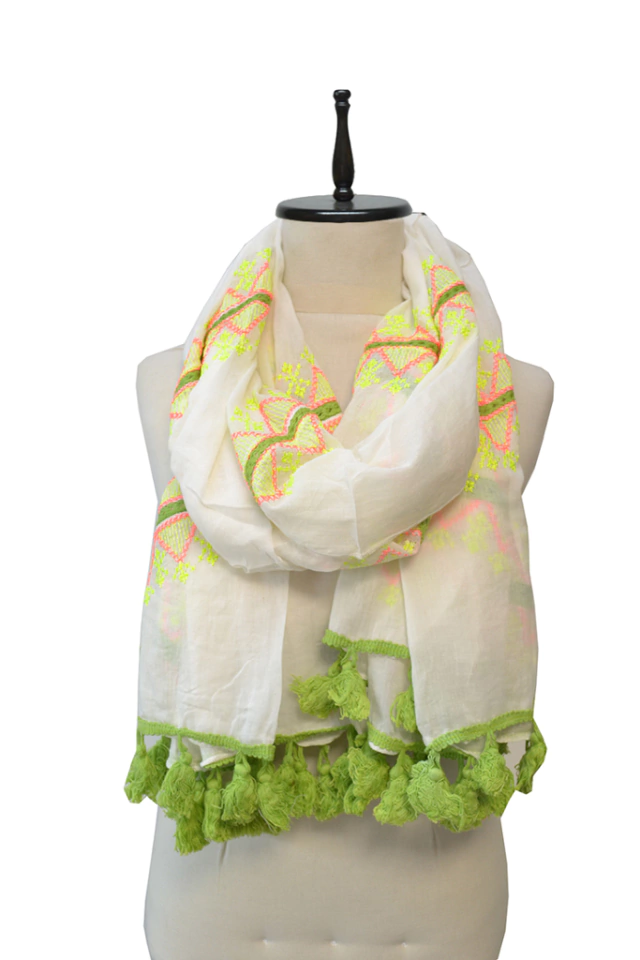 ANTEPRIMA Pashmina bordada 100% algodón con borlas — imagen 5