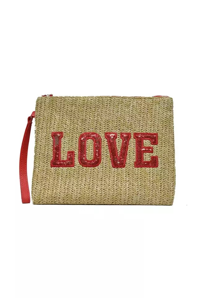 Sobre/portacosmeticos bordado love — imagen 2