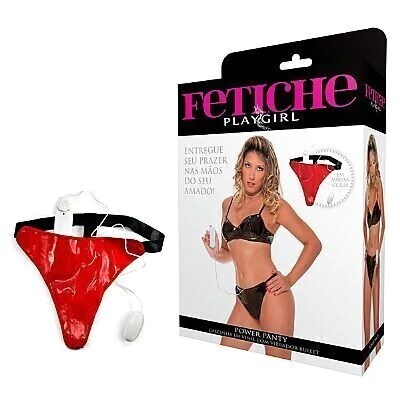 Power Panty Calcinha em vinil com vibrador bullet Vermelho LS081