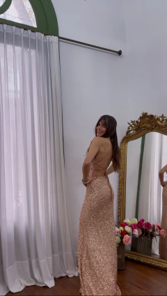 Vestido Florida dorado - tienda online