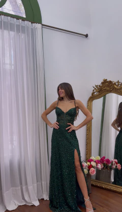 Vestido Asturias verde esmeralda