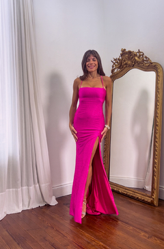 Vestido Etiopía fucsia con strass - Coronadas De Gloria