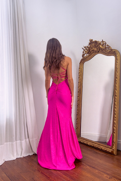Vestido Etiopía fucsia con strass