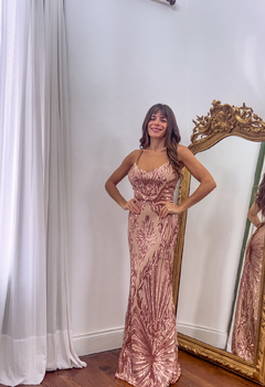 Vestido Menorca cobre con nude - tienda online
