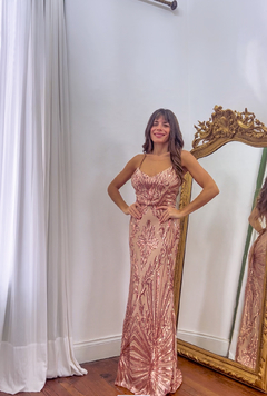 Vestido Menorca cobre con nude - comprar online