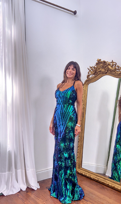 Vestido Menorca verde y azul en internet