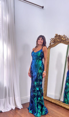 Vestido Menorca verde y azul en internet