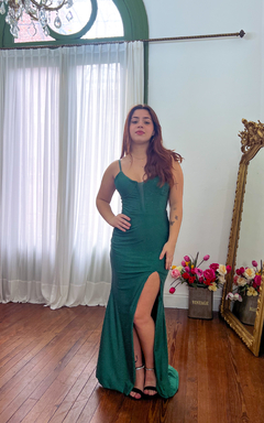 Vestido Mallorca verde con strass - comprar online