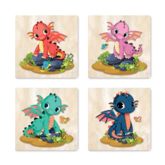Kit 4 Placas Decorativas Dragões Infantil - 0149ktpl4 - comprar online