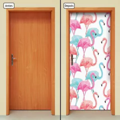 Adesivo Decorativo de Porta - Flamingos - 1701cnpt - comprar online