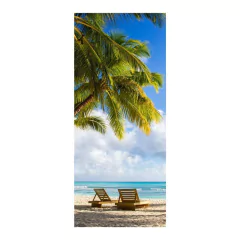 Adesivo Decorativo de Porta - Coqueiro - Praia - 1908cnpt na internet