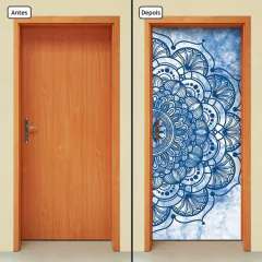 Adesivo Decorativo de Porta - Mandala Azul - 2160cnpt - comprar online