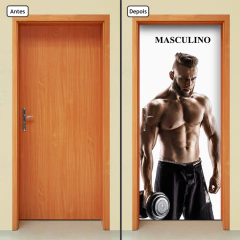 Adesivo Decorativo de Porta Academia Fitness Banheiro Vestiário Masculino - 2778mlpt - comprar online