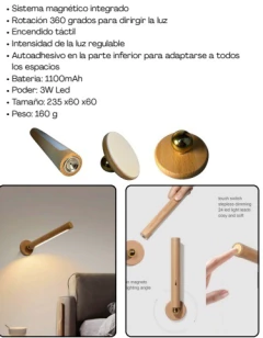Aplique pared T-USB madera LED - comprar online
