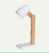 Velador blanco con madera paraiso E-27 - comprar online