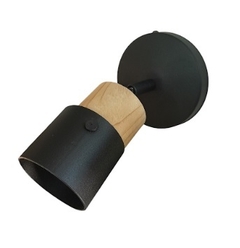 Aplique 1 luz negro-blanco con madera GU10