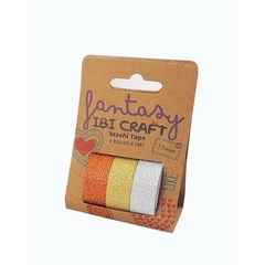 WASHI TAPE DISPLAY 3 ROLLOS de 5mts GLITTER