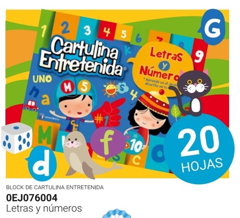Block Cartulina Entretenida (Letras y Numeros) MURESCO