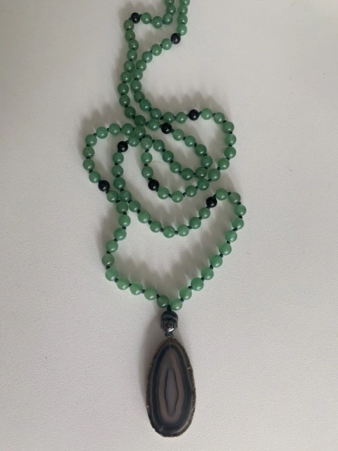 Japamala Quartzo verde | Ágata Negra