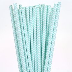 Canudos de papel chevron azul c/ 25 unids 