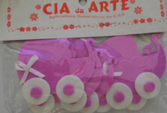 APLICATIVOS EM EVA CARRINHO DE BEBÊ ROSA C/ 5