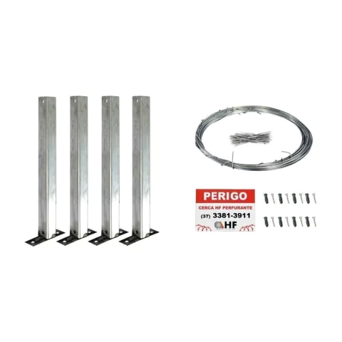 Kit de instalação para concertina simples 30cm para 10 metros (completo - com placa)