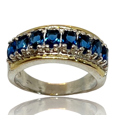 Anillo de Plata 925 y Oro 18klts. Zafiros