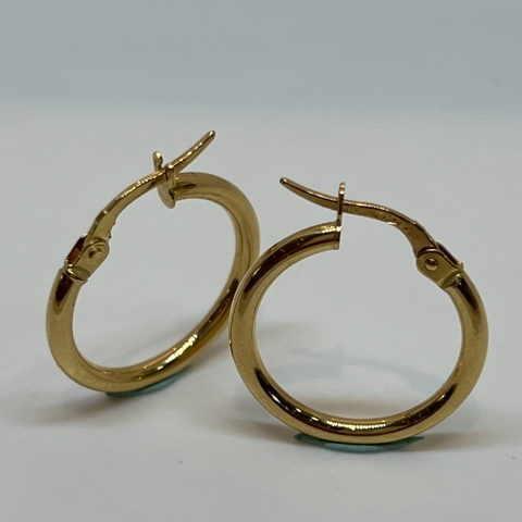 Aros Argollas Italianas de Oro Amarillo 18k. 1.3Grs