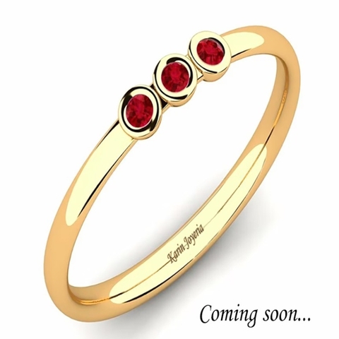 Anillo de Rubies Naturales Birmanos y Brillantes en Oro Amarillo 18klts