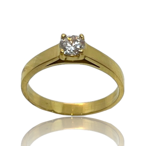 Anillo Solitario Forever Realizado en Oro 18klts y Circoña Engarzada a Mano