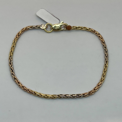 Pulsera de Oro 18klts Tricolor. 3.8Grs