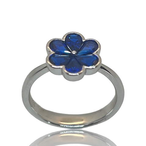 Anillo de Plata 925 Rodinado en Oro Blanco y Zafiros