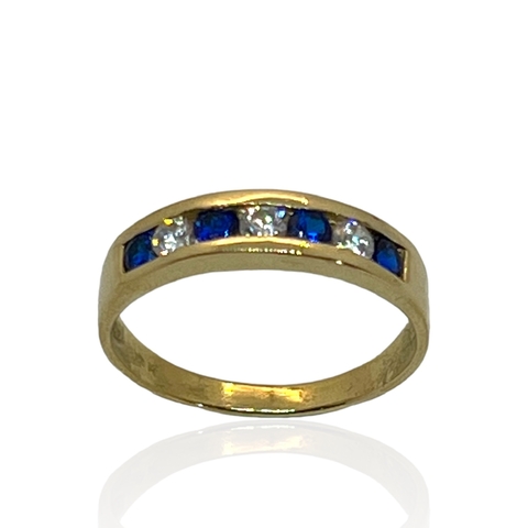 Anillo oro 18klts Medio Sin Fin. Swarovski Gems.