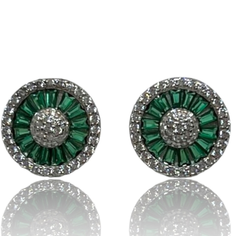 Aros de Esmeraldas y Plata 925 Rodinados. Exclusivos.
