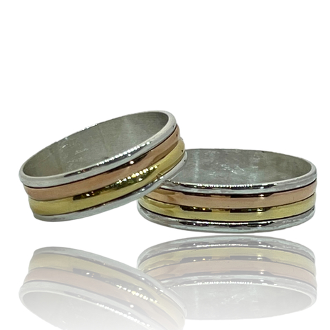Alianzas de Plata 925 y Oro 18K Tricolores.