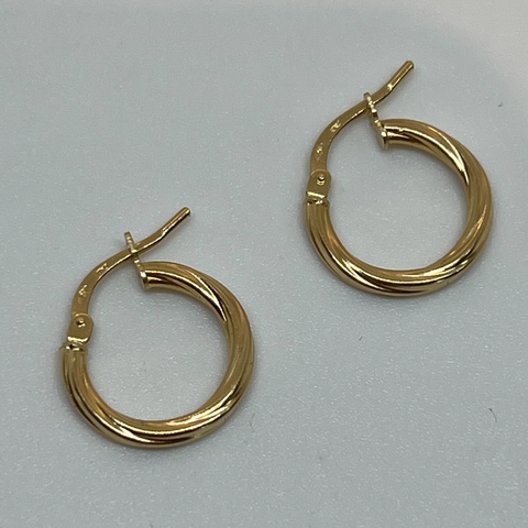 Aros Argollas Italianas de Oro Amarillo 18k. 1.1Grs