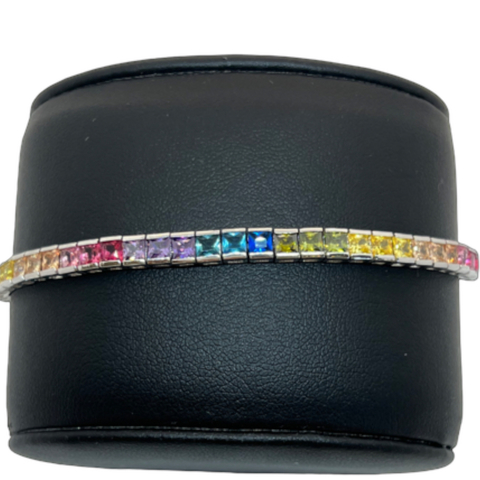 Pulsera en Plata 925 Modelo Tenis Rodinada en Oro 18klts.