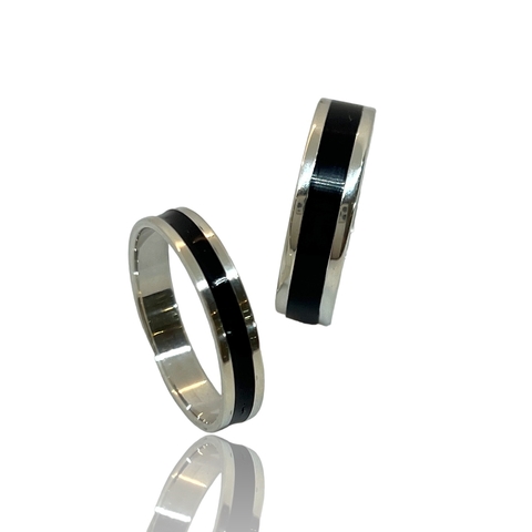 Par de Alianzas de Plata 925 Cintas Esmaltadas