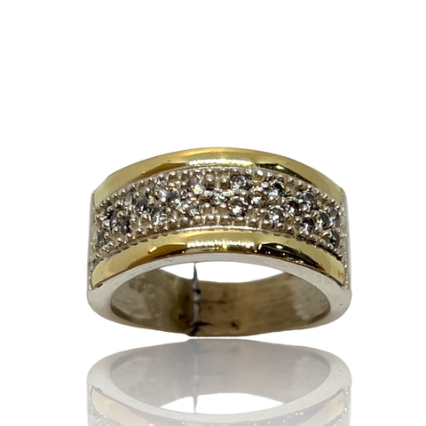 Anillo de Plata 925 Oro Amarillo 18k y Circoñas.