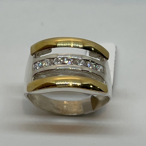 Anillo de Plata 925 Oro 18klts. y Circoñas.