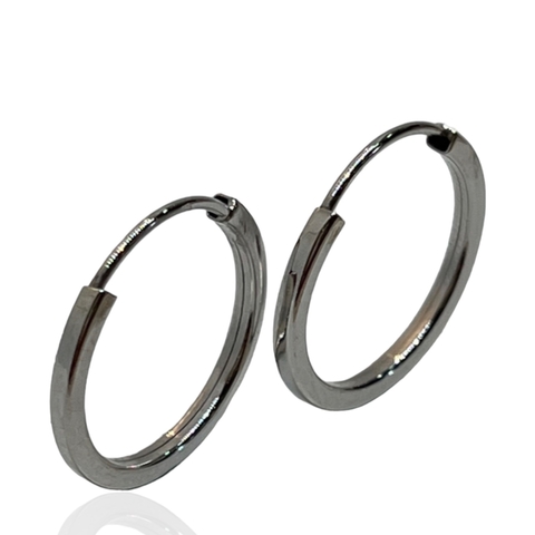 Aros Argollas Italianas de Oro Blanco 18kts. 1.3Grs