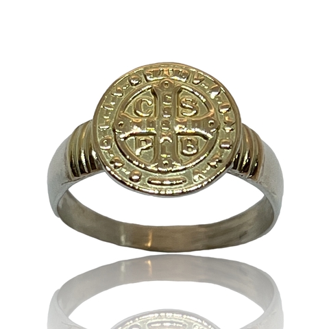 Anillo de Plata 925 y Oro 18klts San Benito.