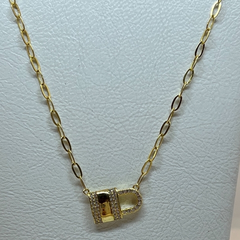 Cadena y Dije de Plata 925 Rodinado en Oro Amarillo 18Klts.